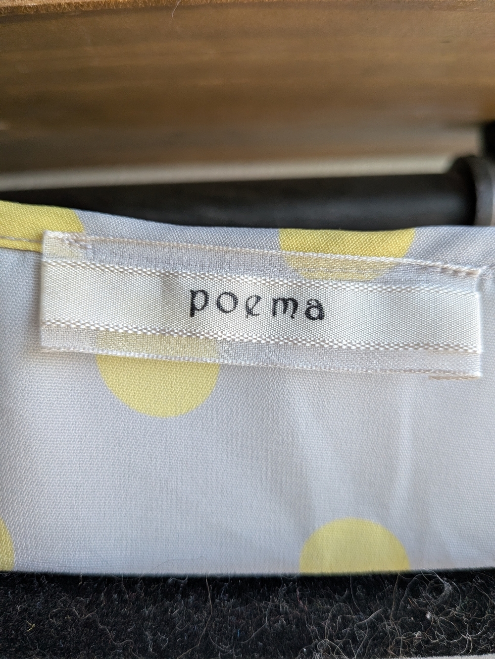 Poema Polka Dot Tunic Gray Yellow Scoop Neck Tie Waist Oversized - Picture 10 of 11